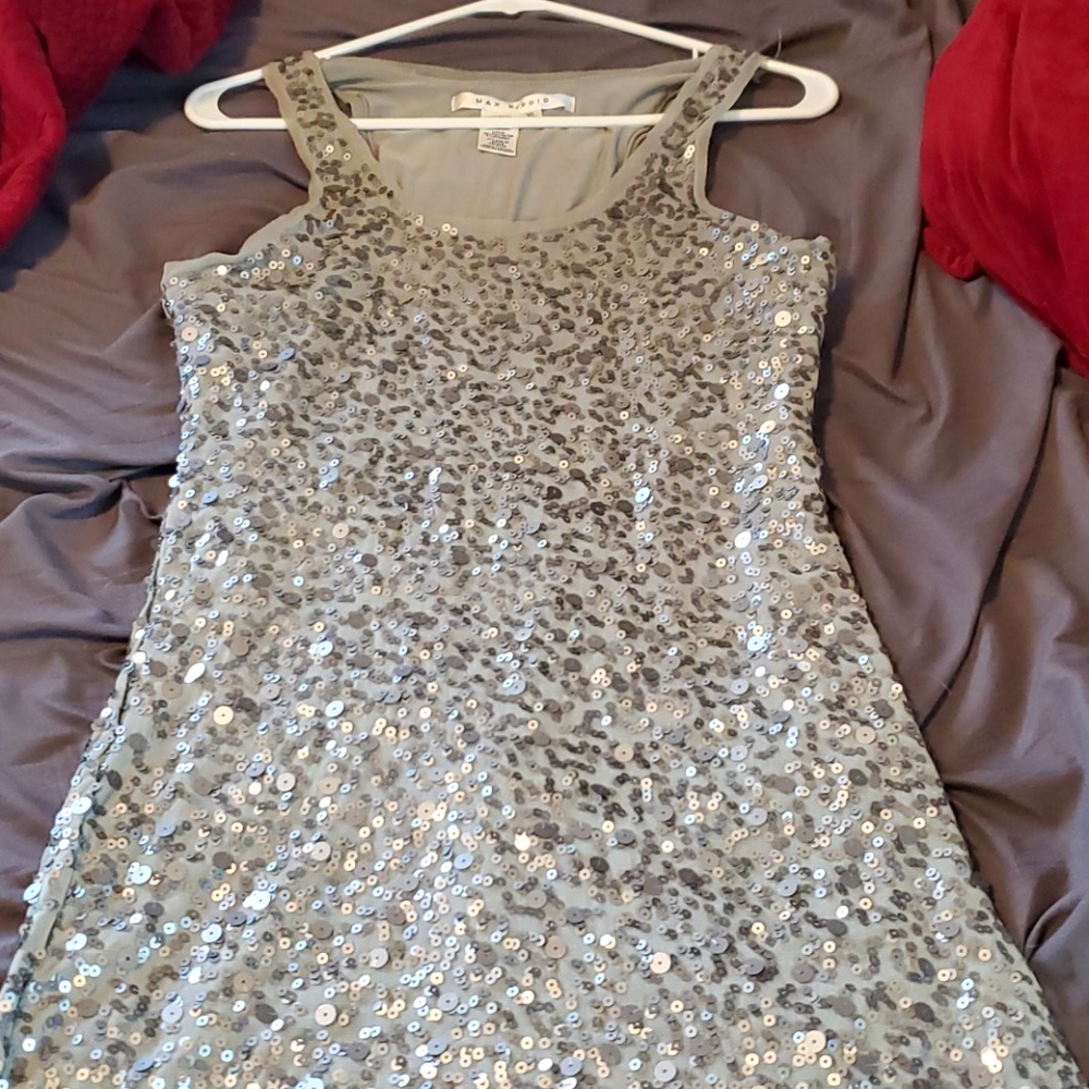 Silver sequin tank dress